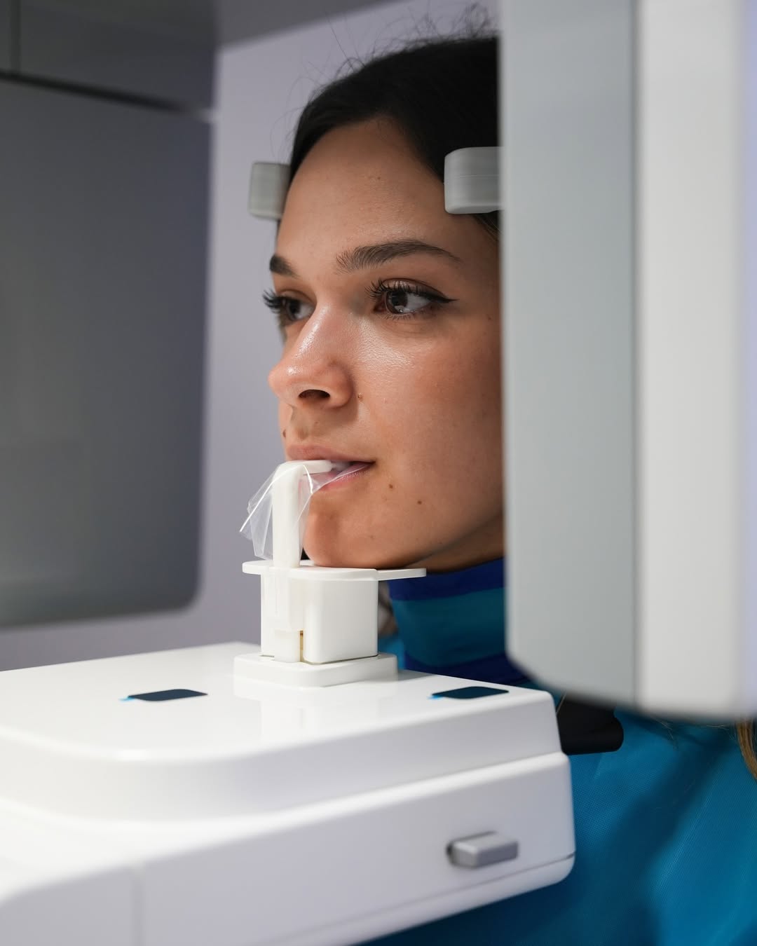 Paziente durante un esame diagnostico digitale nello studio dentistico