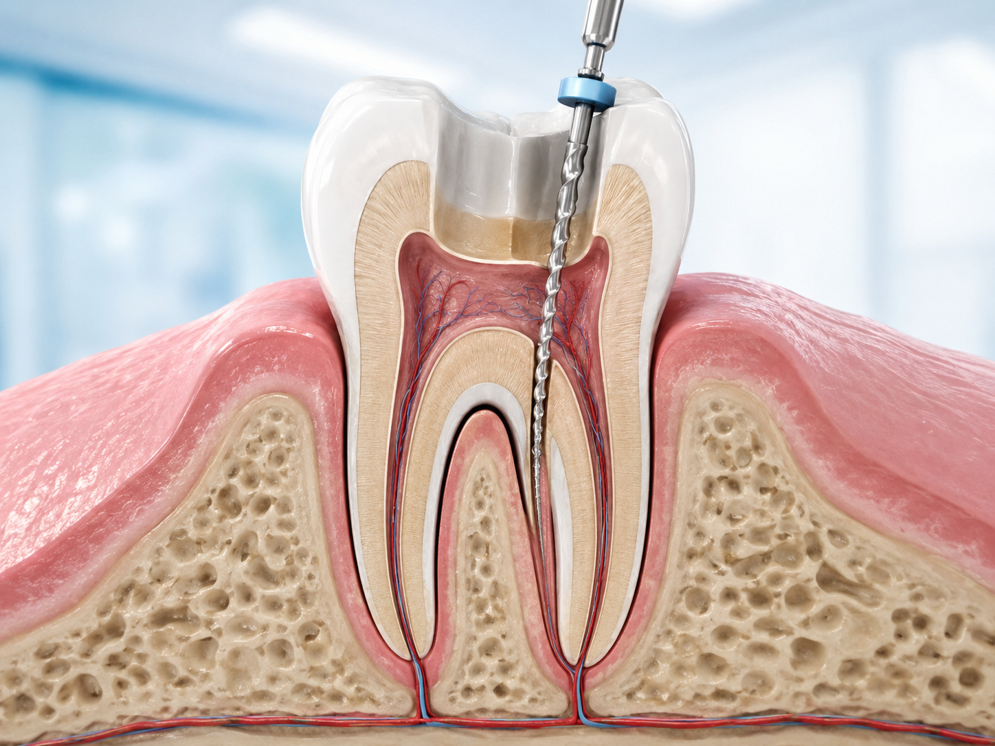 Trattamento endodontico su sezione di dente